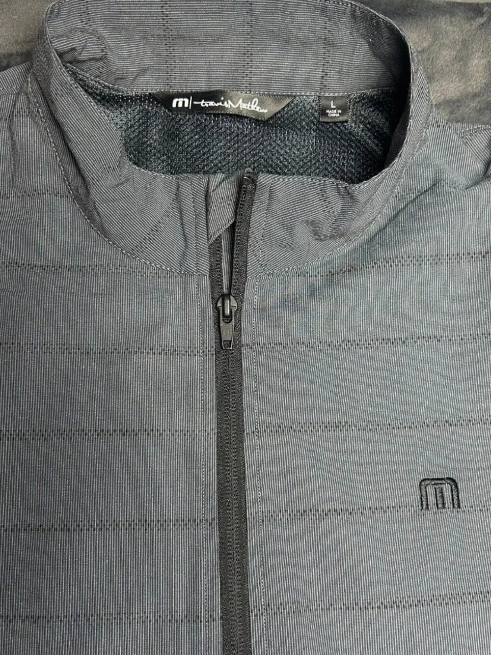 Travis Mathew Full Zip Jacket L Charcoal Gray Golf Print Lining